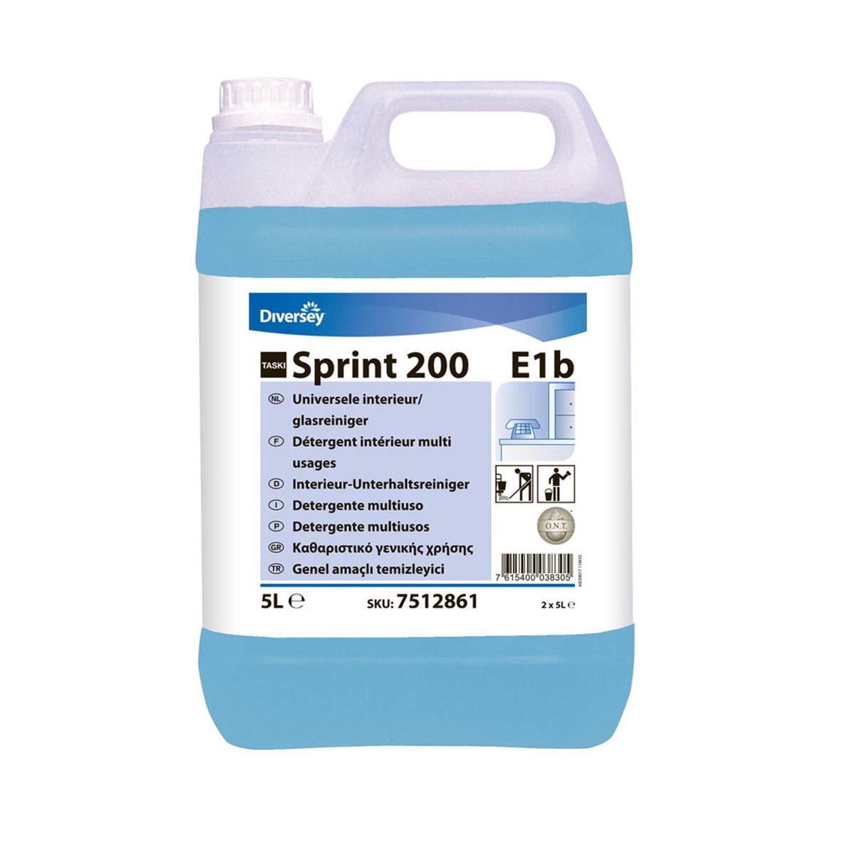 Solutie universala pe baza de alcool, pentru curatenia zilnica, fara dare a tuturor suprafetelor lavabile TASKI Sprint 200 5L